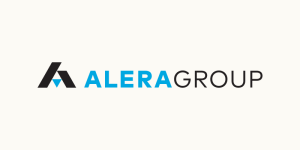 ALERA GROUP logo: black stylized A icon followed by blue 'ALERA' and black 'GROUP' on a light background