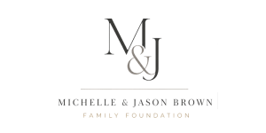 Logo for Michelle & Jason Brown Family Foundation, featuring large M and J initials with ampersand above a horizontal line and the full name below.