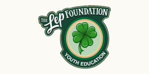 The Lep Foundation Youth Education logo featuring a green shamrock inside a circular badge with dark green border.